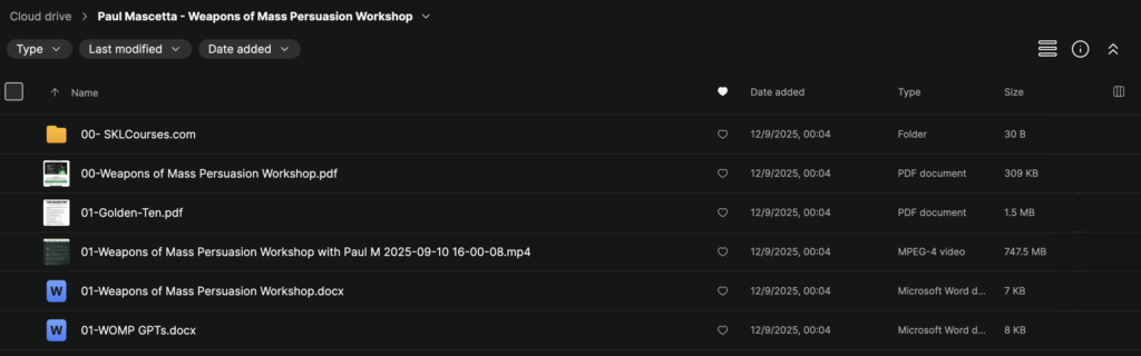 Paul Mascetta – Weapons of Mass Persuasion Workshop